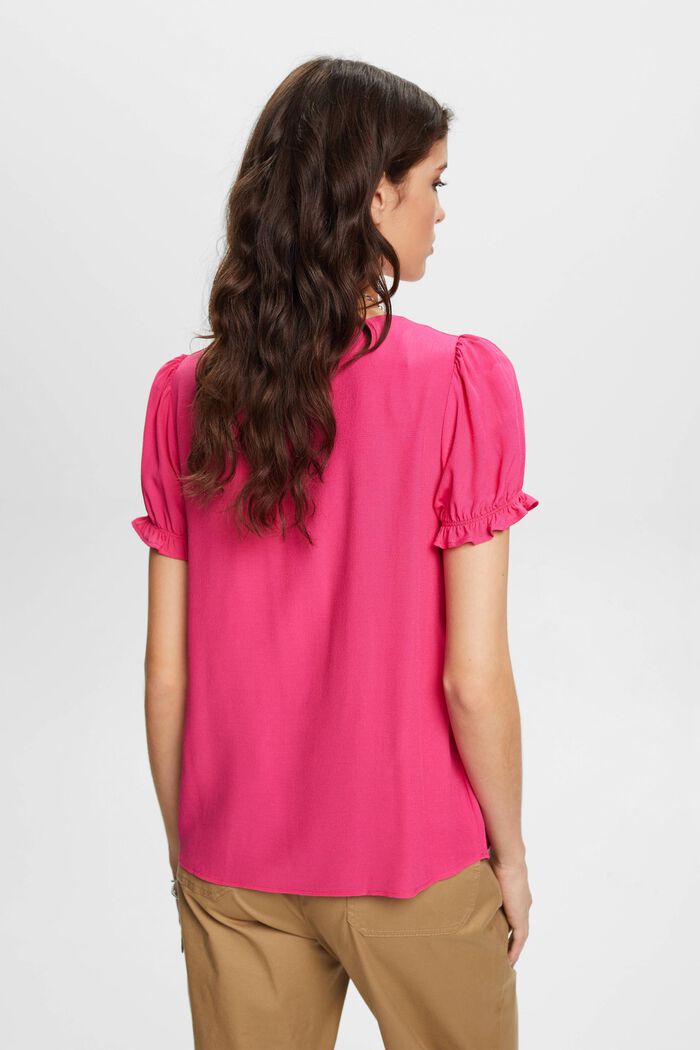 V-neck blouse, NEW PINK FUCHSIA, detail image number 3