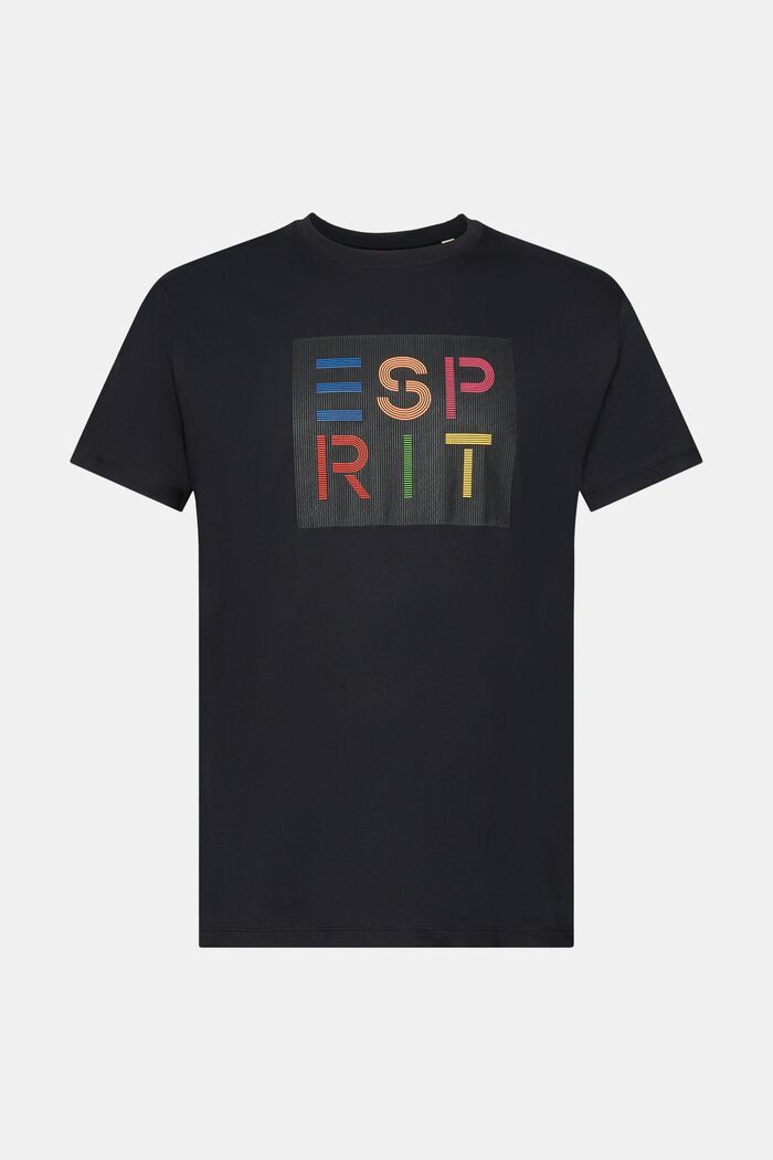 T-shirt with an appliquéd logo, organic cotton, BLACK, detail image number 6