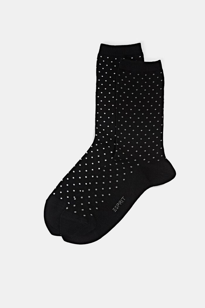 2-Pack Polka Dot Socks, Organic Cotton, BLACK, detail image number 0