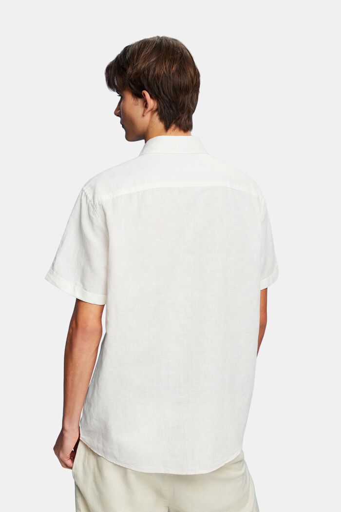 Linen and cotton blend short-sleeved shirt, OFF WHITE, detail image number 3