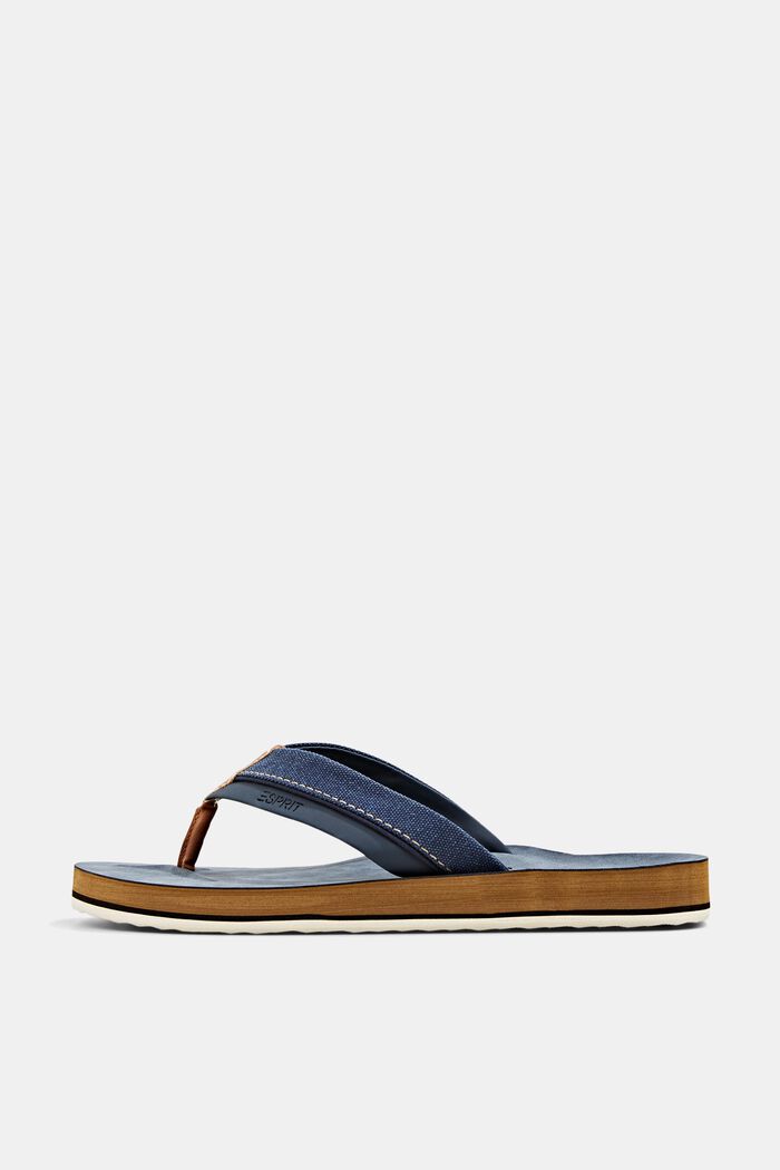 Thong sandals with material mix elements, NAVY, detail image number 0