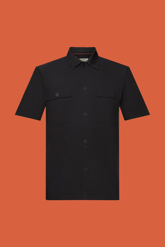 Short sleeve shirt, cotton blend, BLACK, detail image number 7