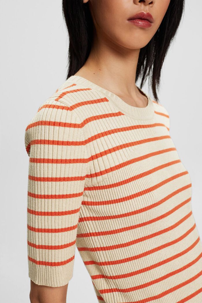 Short-sleeved ribbed sweater, LIGHT TAUPE, detail image number 2