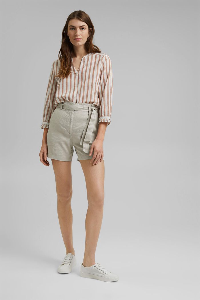 Lightweight striped blouse, 100% organic cotton, CARAMEL, detail image number 1