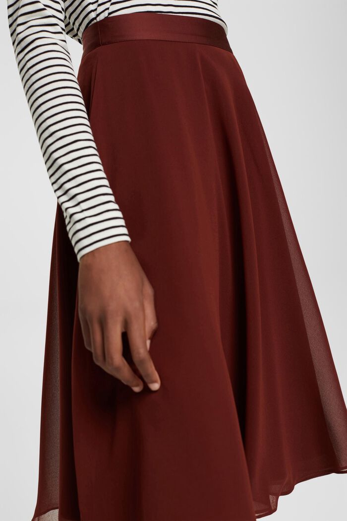 Recycled: chiffon midi skirt, BORDEAUX RED, detail image number 2