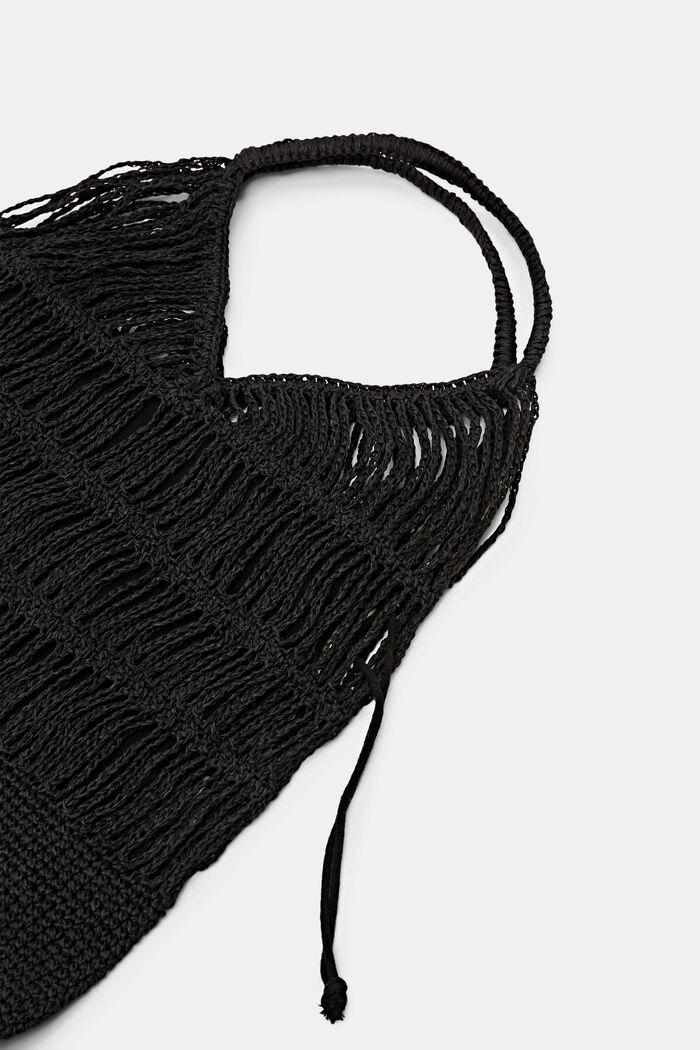 Crochet Paper Tote, BLACK, detail image number 1