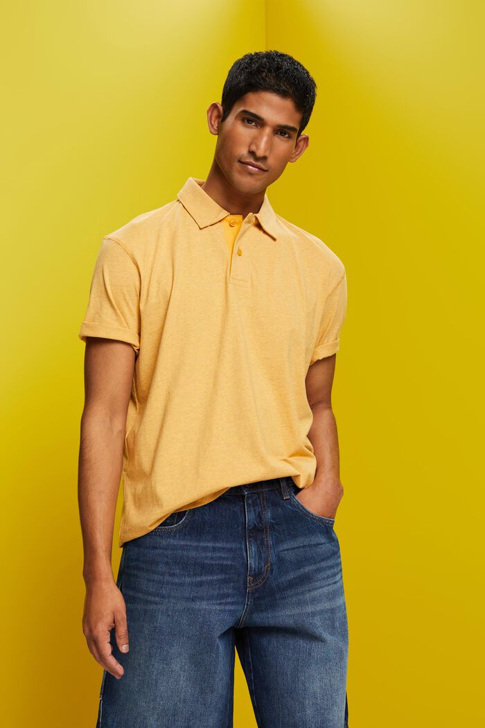 Cotton Jersey Polo Shirt, SUNFLOWER YELLOW, detail image number 0