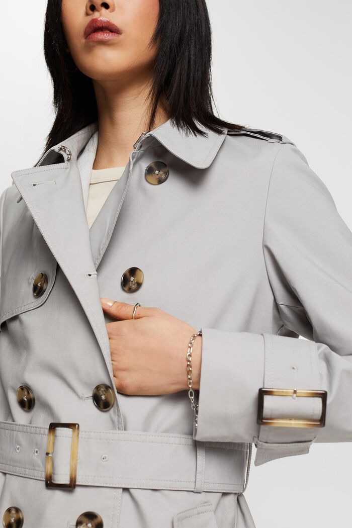 Double-breasted trench coat, MEDIUM GREY, detail image number 2