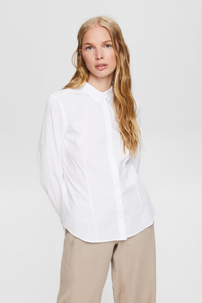Fitted shirt blouse, WHITE, detail image number 0