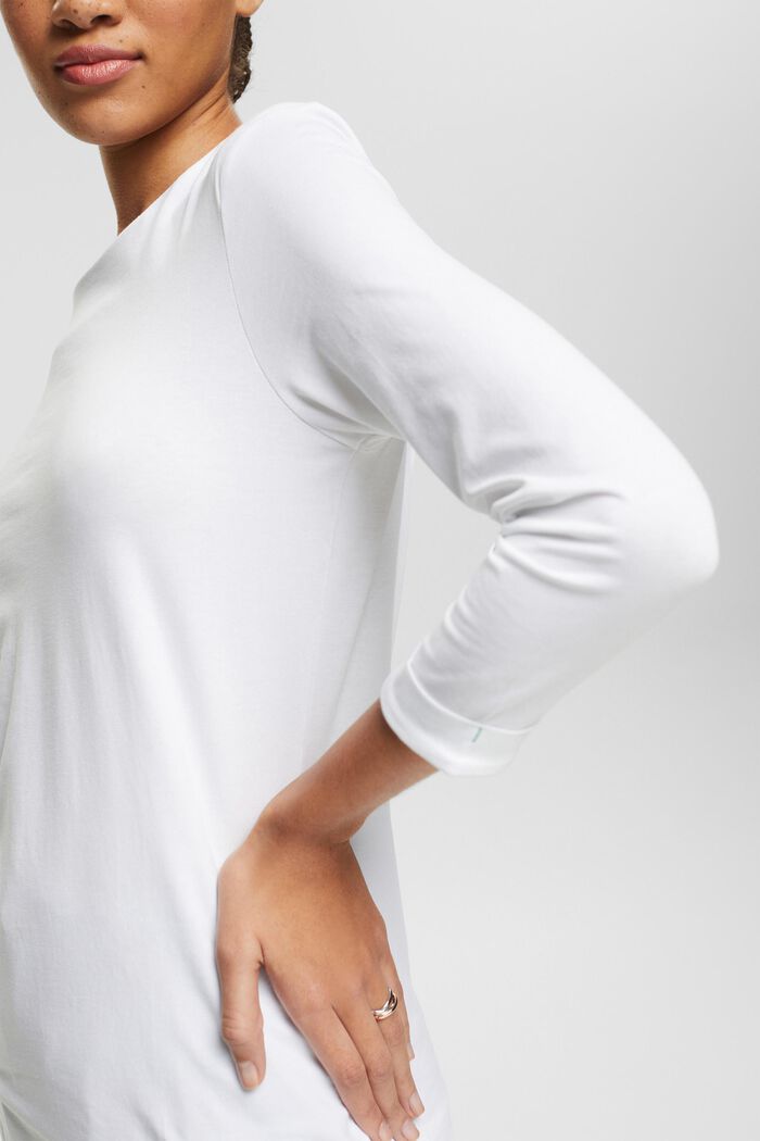 Top with 3/4-length sleeves, WHITE, detail image number 0