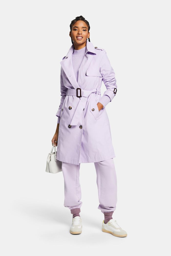 Belted Double-Breasted Trench Coat, LAVENDER, detail image number 4