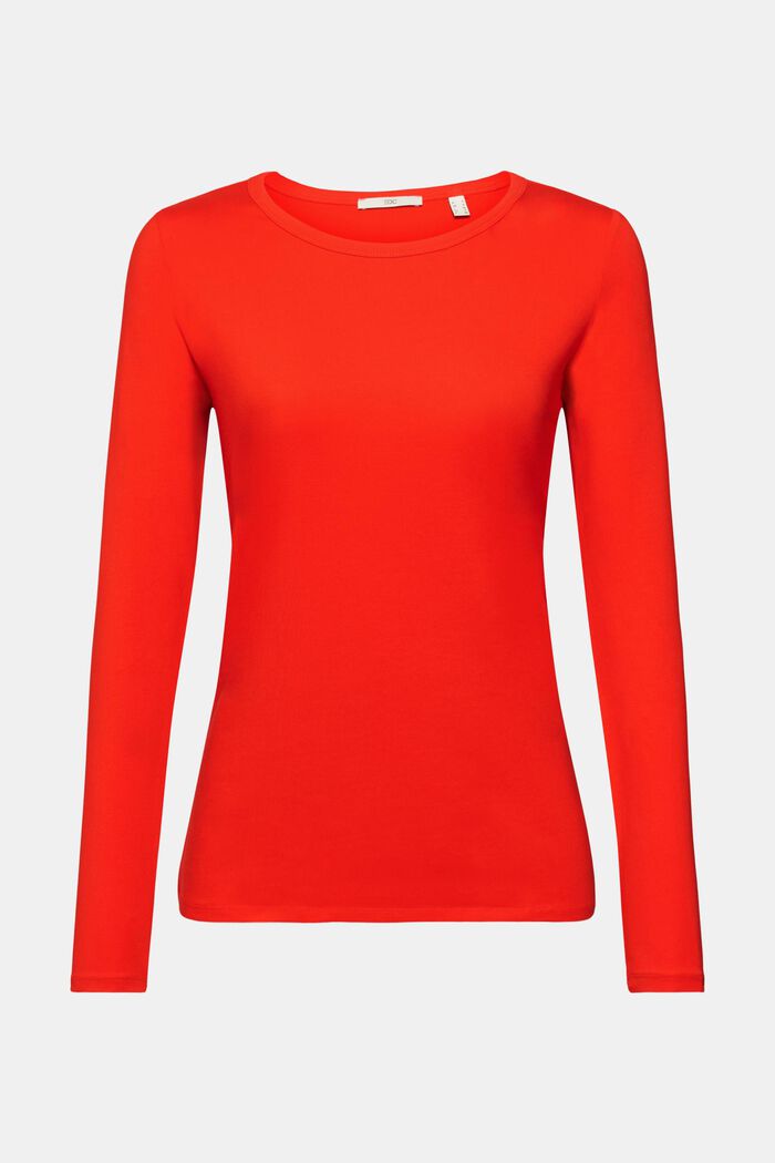 Long-sleeved top, RED, detail image number 6