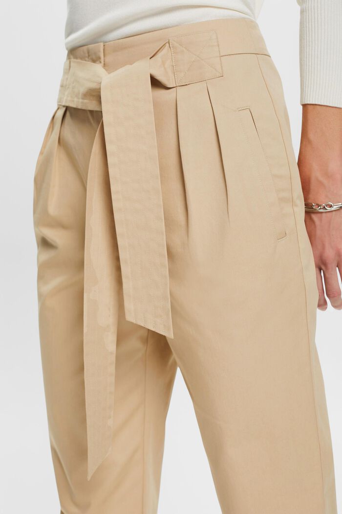 ESPRIT - Chino trousers with a fixed tie belt, 100% cotton at our online  shop