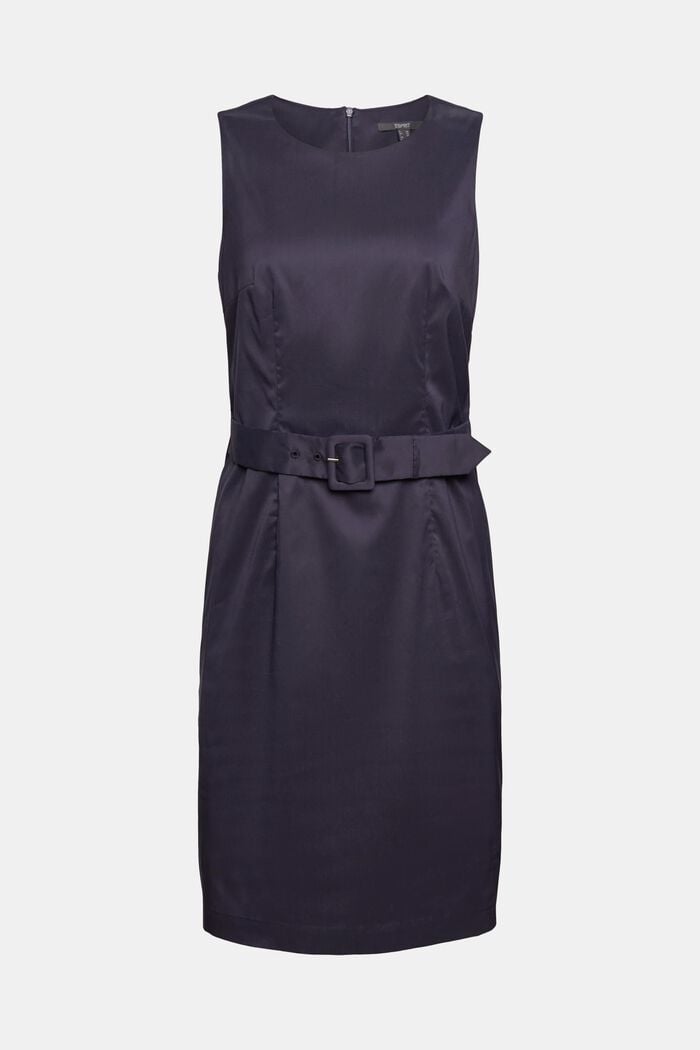 Dress with a fixed cinch belt, NAVY, overview