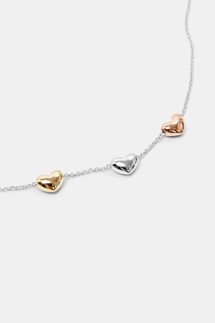 Sterling silver necklace with tri-color pendants, GOLD BICOLOUR, detail image number 1