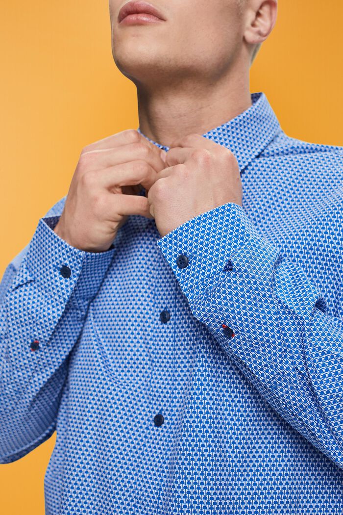 Slim fit shirt with all-over pattern, BLUE, detail image number 2