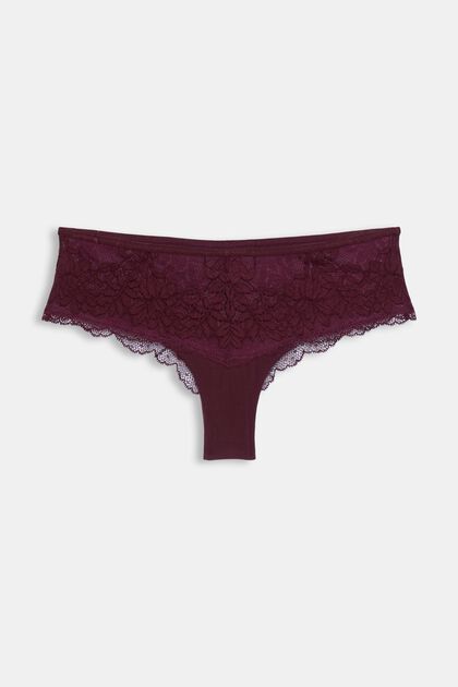 Recycled: briefs with lace, BORDEAUX RED, overview