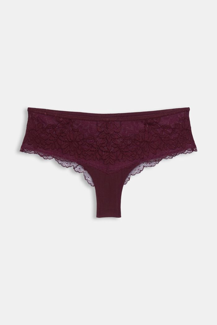 Recycled: briefs with lace, BORDEAUX RED, detail image number 4