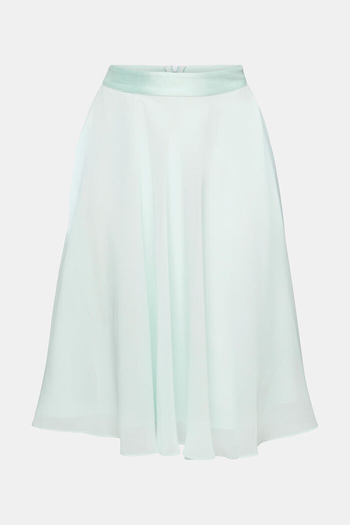 Knee-length chiffon skirt, LIGHT AQUA GREEN, detail image number 7