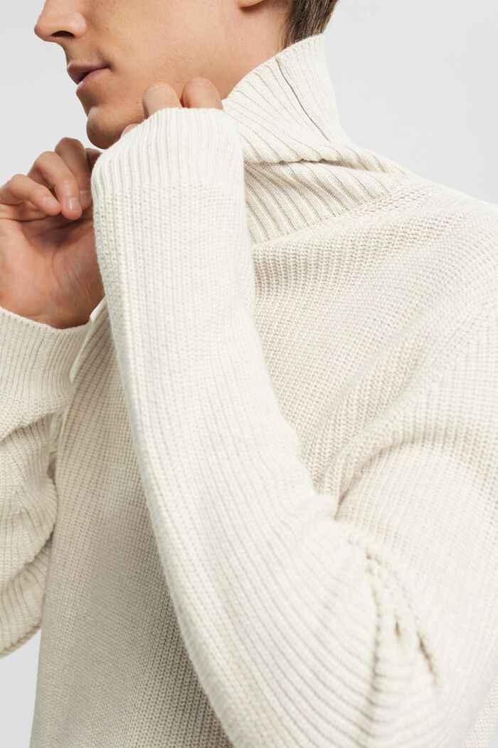 Chunky knit roll neck jumper, OFF WHITE, detail image number 2