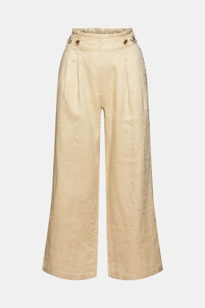 Linen trousers with cropped legs