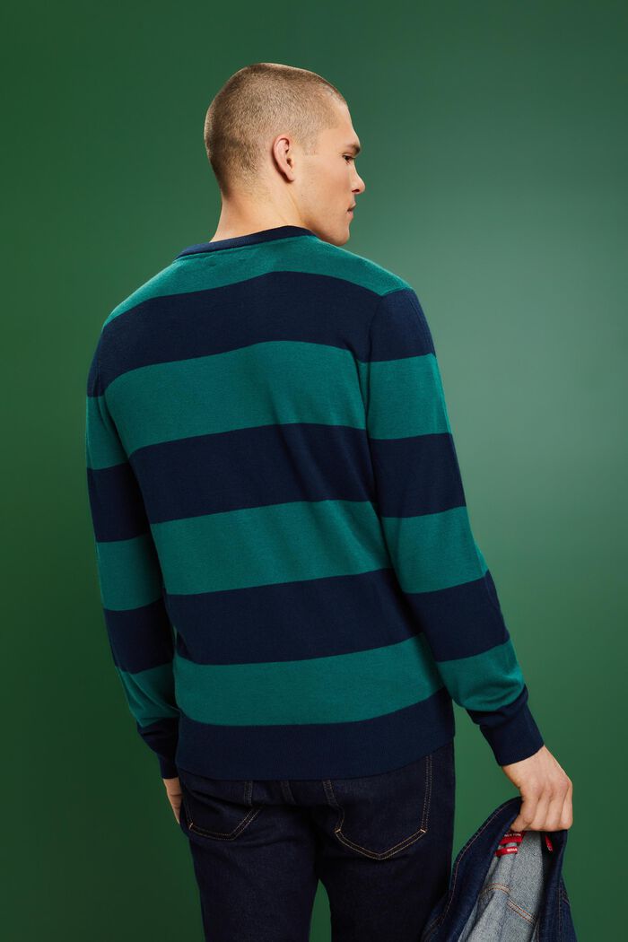 Wool Seamless Striped Pullover, DARK BLUE, detail image number 2
