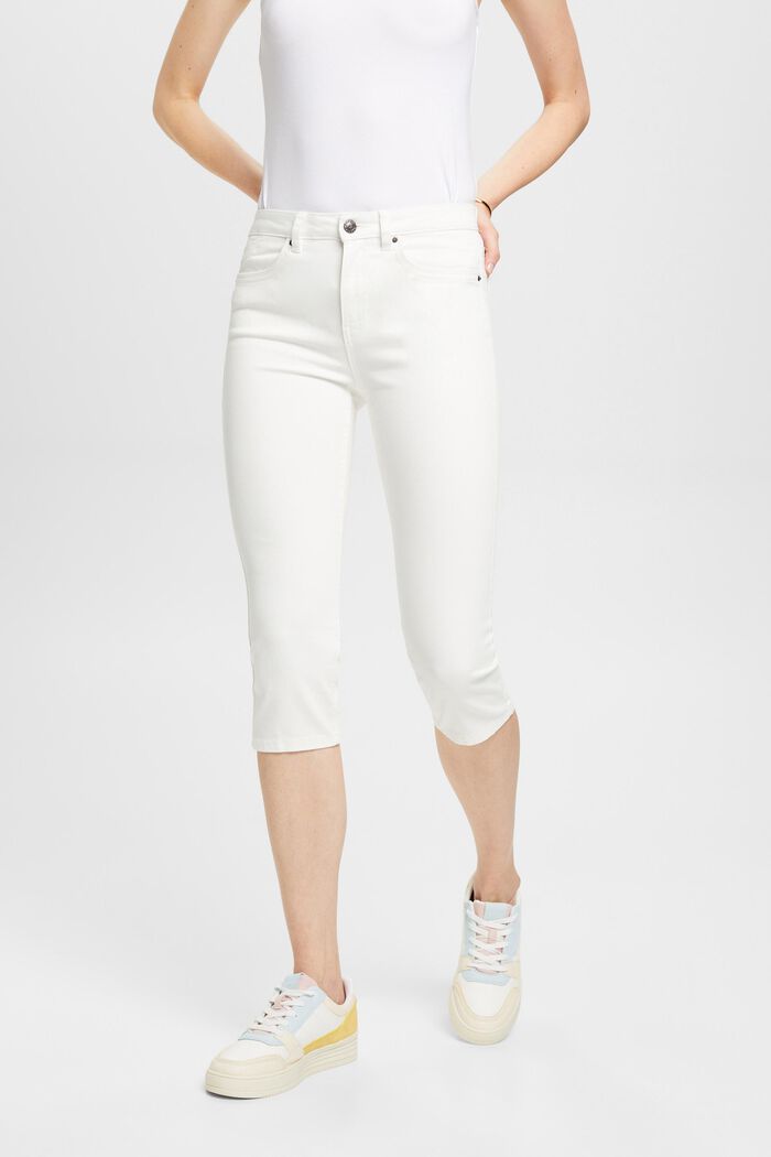 Mid Rise Capri Jeans, WHITE, detail image number 0