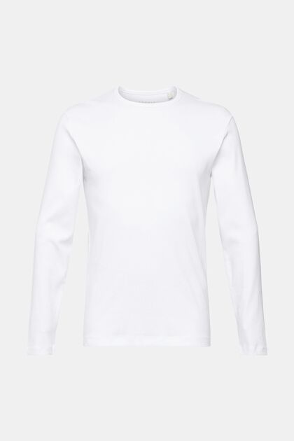 Jersey long sleeve top, WHITE, overview