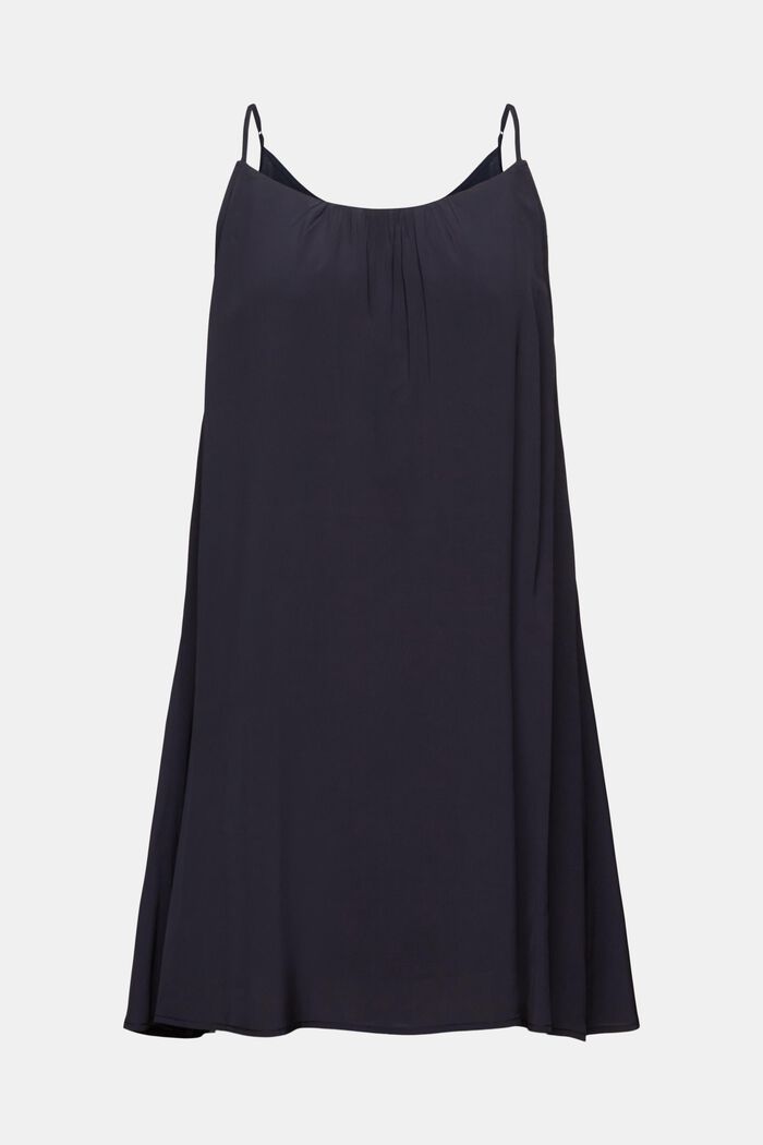 Layered Crepe de Chine Mini Dress, BLACK, detail image number 6