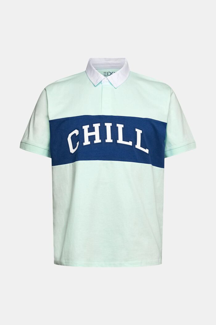 Jersey polo shirt with a print, LIGHT AQUA GREEN, detail image number 6