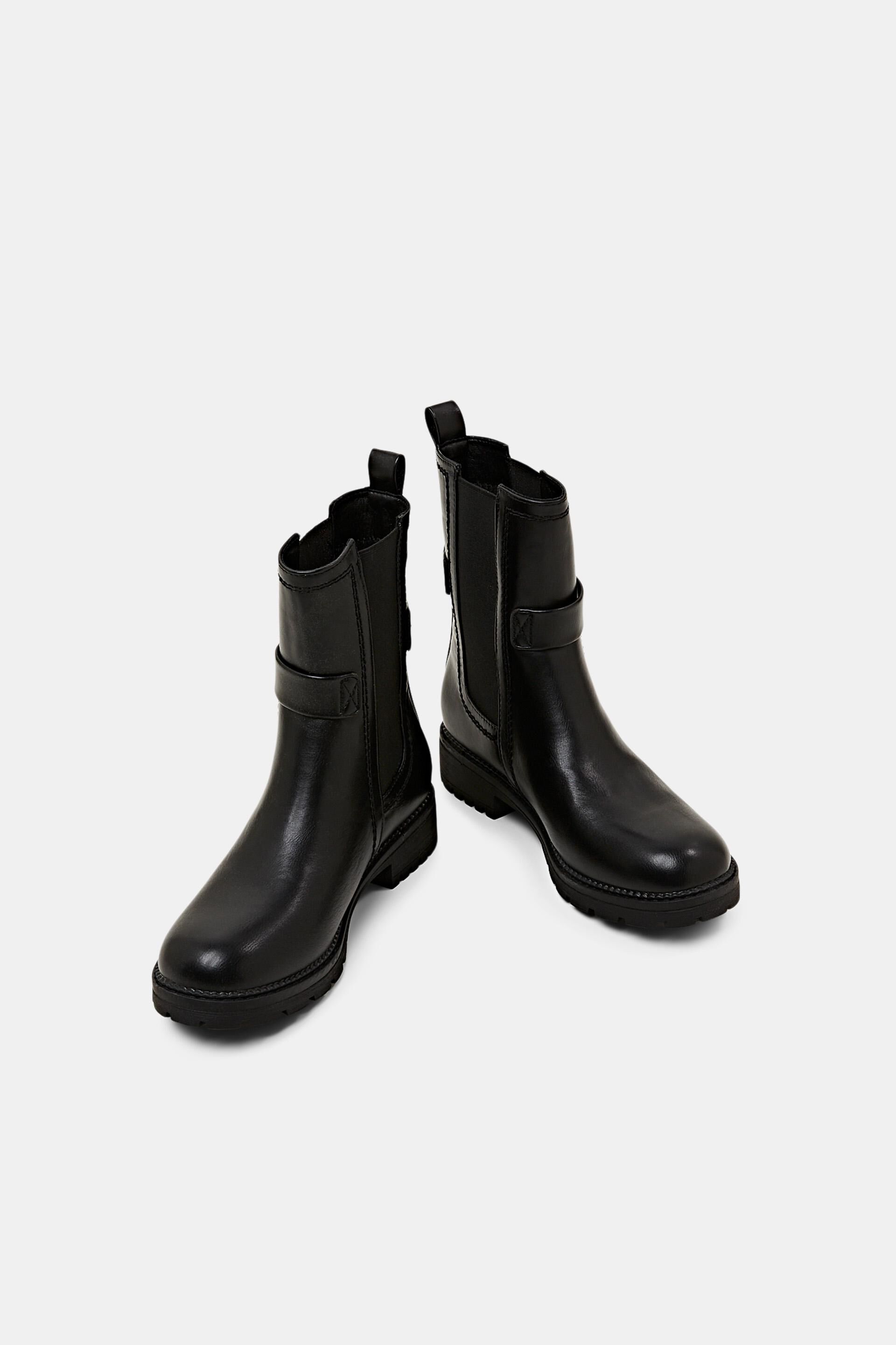 ESPRIT - Buckle Detail Vegan Leather Chelsea Boots at our online shop