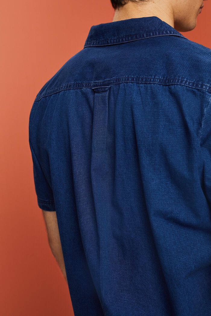 Short sleeve jeans shirt, 100% cotton, BLUE DARK WASHED, detail image number 4