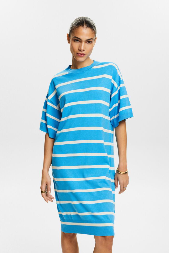Oversized Striped Knit Dress, BRIGHT BLUE, detail image number 0