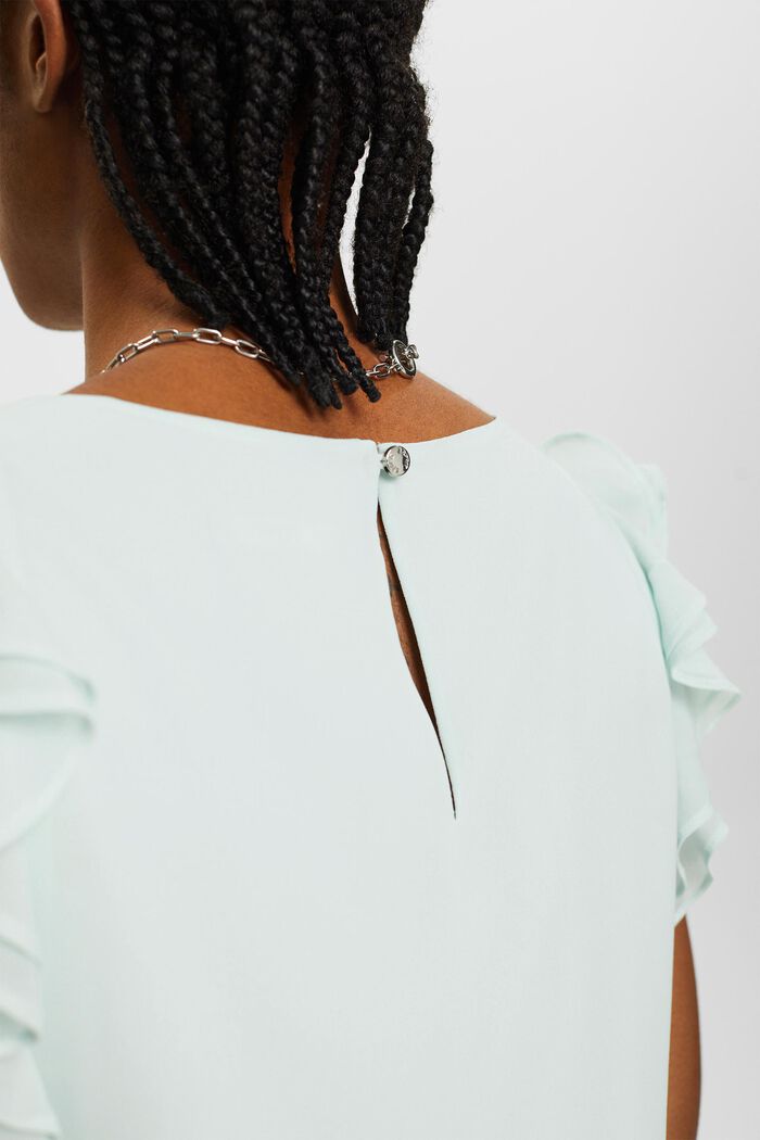 Chiffon blouse with ruffles, LIGHT AQUA GREEN, detail image number 4