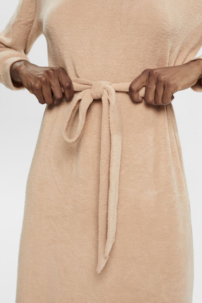 Roll neck dress with tie belt, LIGHT TAUPE, detail image number 0