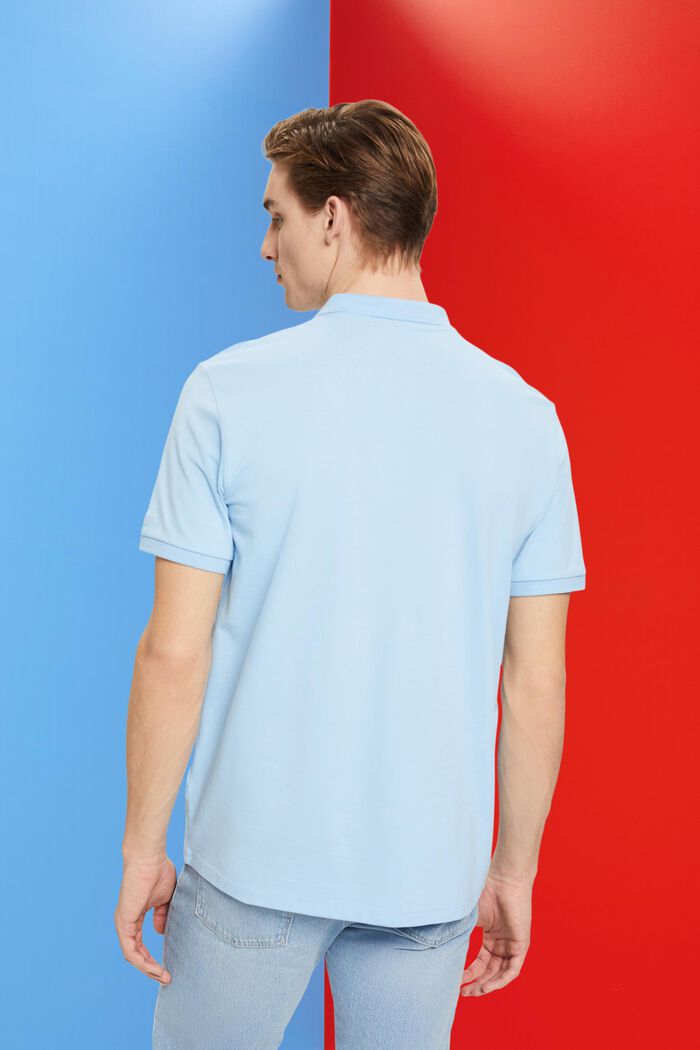 Slim fit cotton pique polo shirt, LIGHT BLUE, detail image number 3