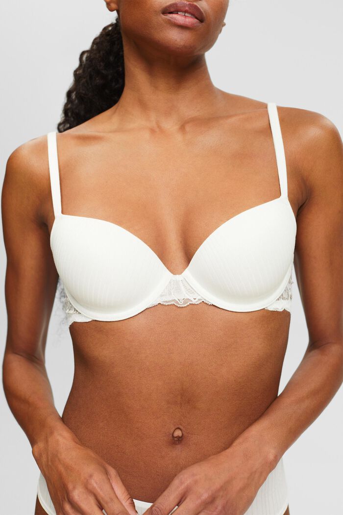 Padded Underwired Lace Bra, OFF WHITE, detail image number 2