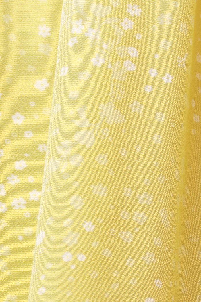 Printed Gathered Tie Back Midi Dress, LIGHT YELLOW, detail image number 6
