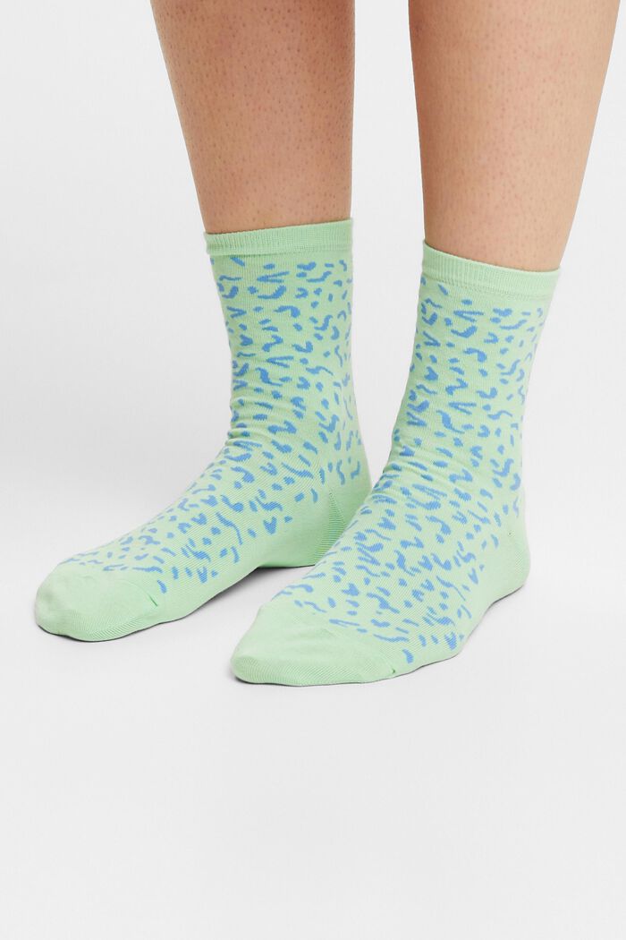 2-Pack Printed Cotton Socks, JEANS/MINT, detail image number 1