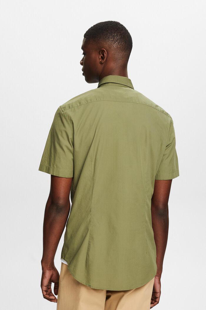 Cotton Poplin Short-Sleeve Shirt, LIGHT KHAKI, detail image number 2