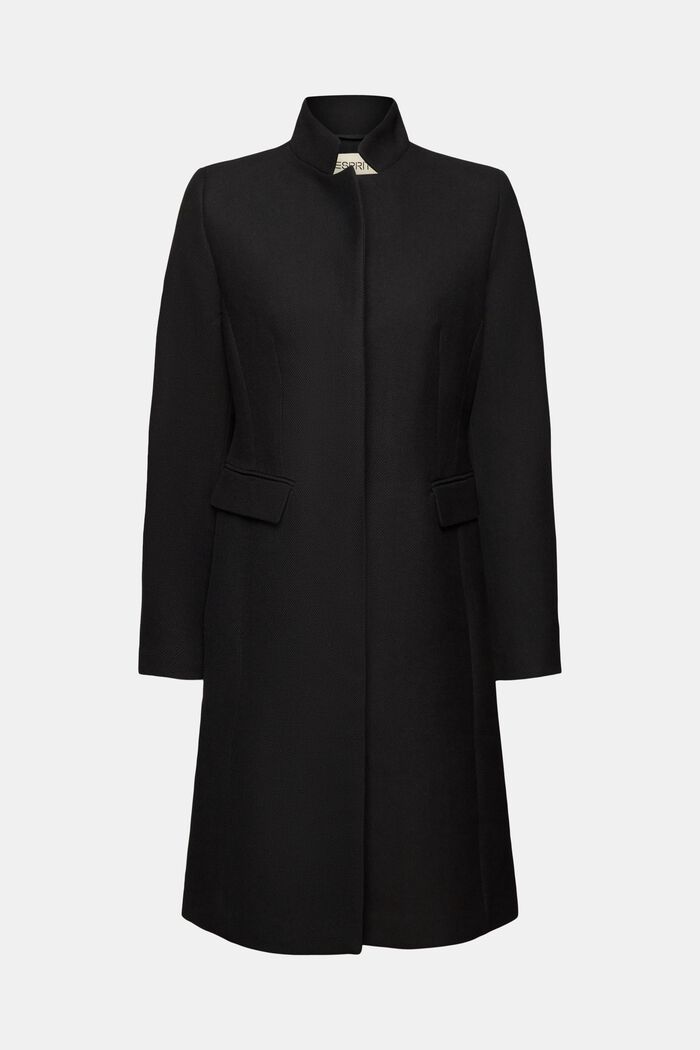 Inverted lapel collar coat, BLACK, detail image number 6