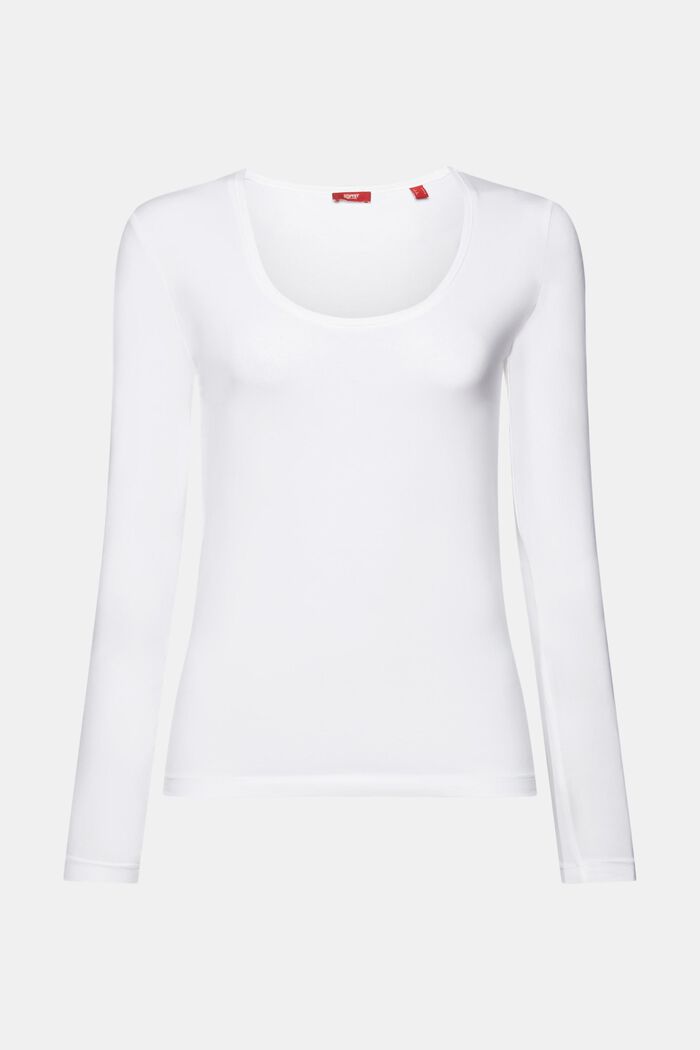 Jersey long sleeve top, 100% cotton, WHITE, detail image number 6
