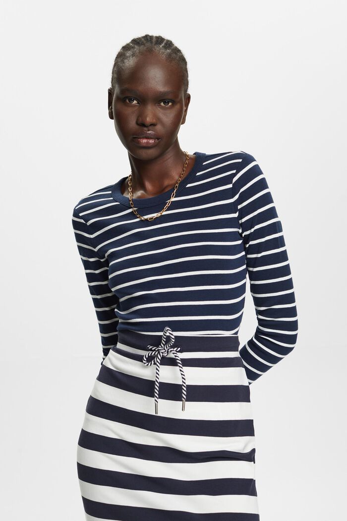 ESPRIT - Striped long sleeve top, organic cotton at our online shop