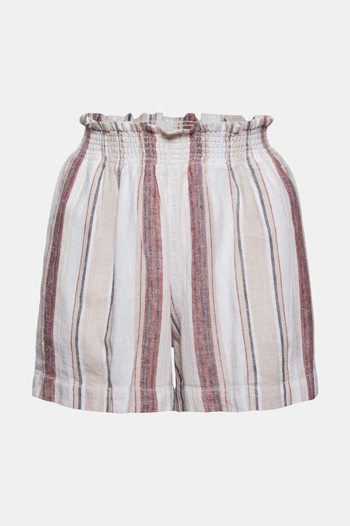 Linen blend: shorts with elasticated waistband