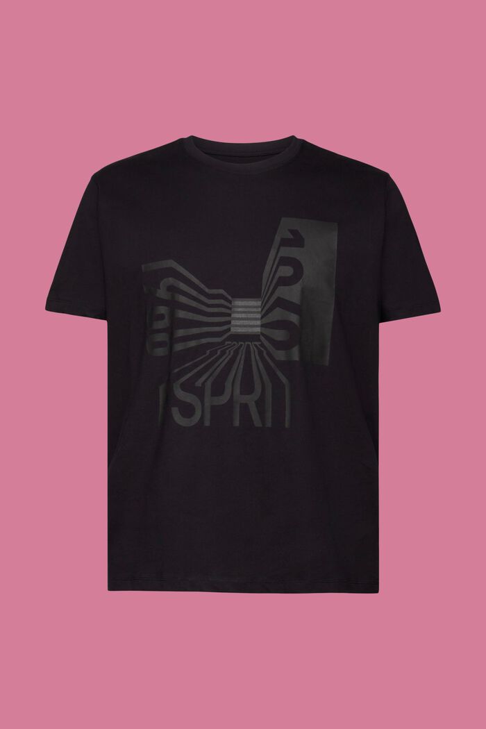 Cotton t-shirt with print, BLACK, detail image number 6
