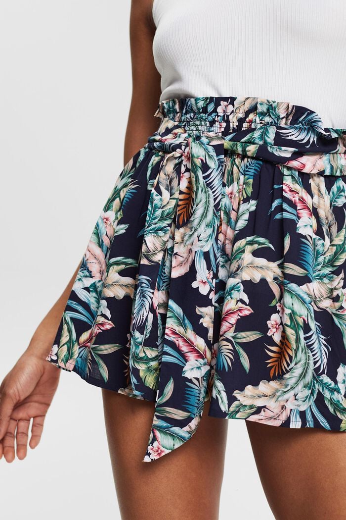 Tropical print shorts, LENZING™ ECOVERO™, NAVY, detail image number 4