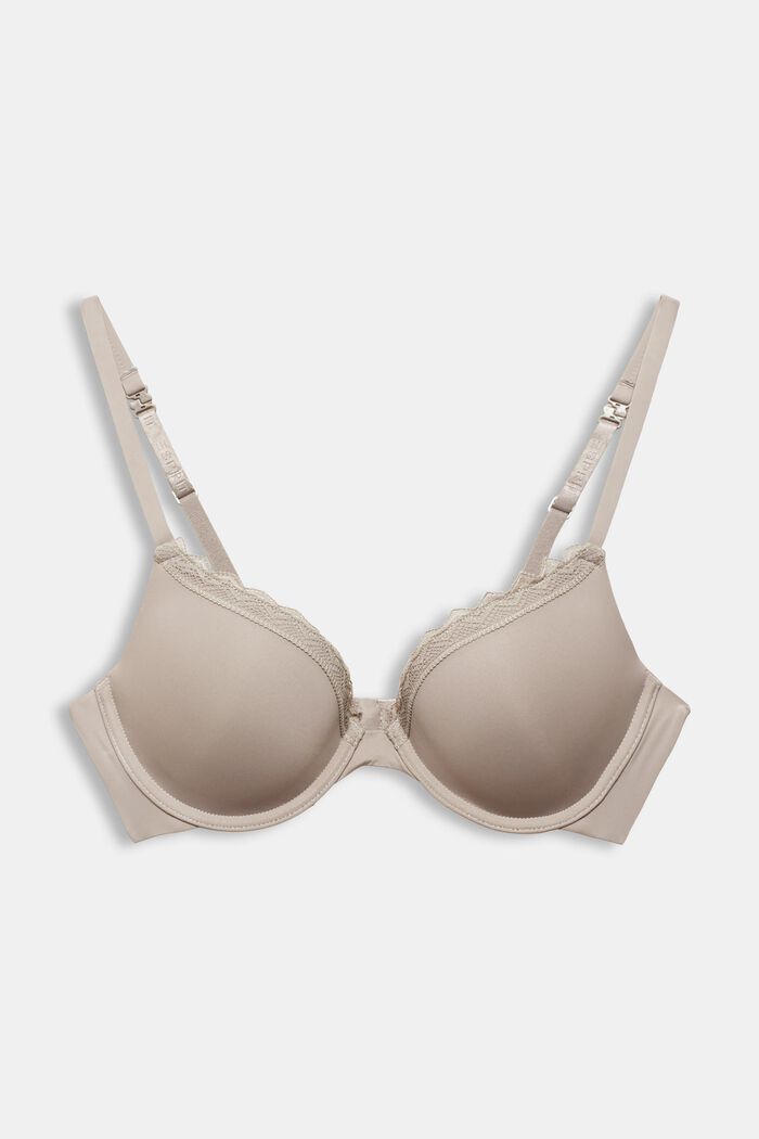 Recycled: push-up bra trimmed with lace, LIGHT TAUPE, detail image number 4