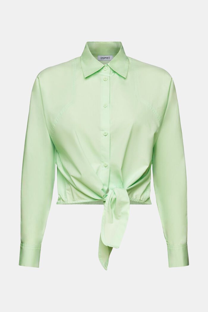 Cropped Tie Front Shirt, LIGHT GREEN, detail image number 6