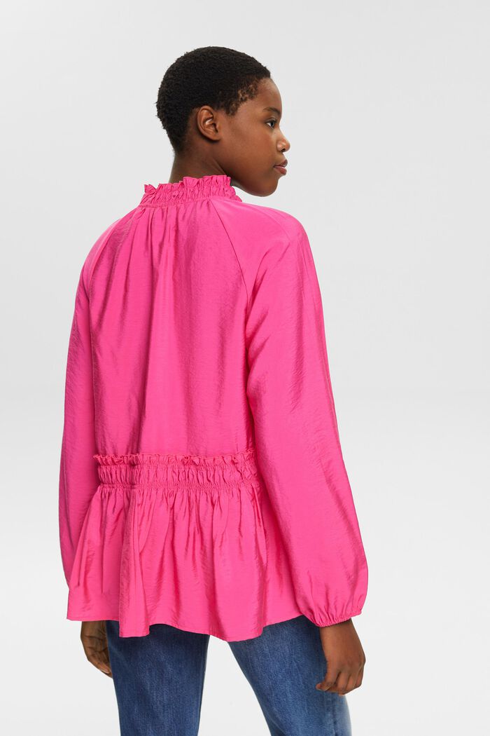 Ruffle blouse with tie detail, PINK FUCHSIA, detail image number 3
