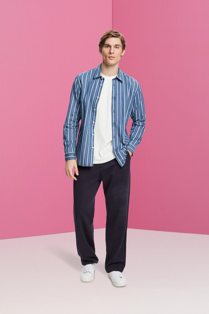 Slim fit denim shirt with stripes, ICE/BLUE, detail image number 4